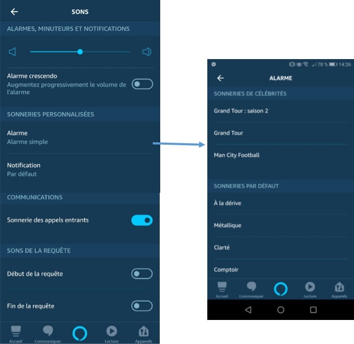 Réglage son et tonalités sur l'application Alexa et Amazon Echo