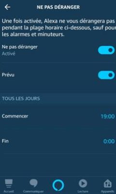 Mode ne pas déranger pour qu'Alexa ne sonne pas