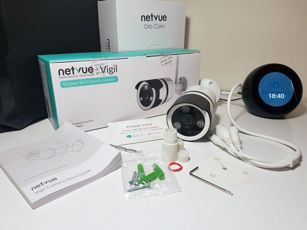 Netvue Vigil, une caméra wifi compatible avec Amazon Alexa pour vos Amazon Echo Spot ou Echo Show 2