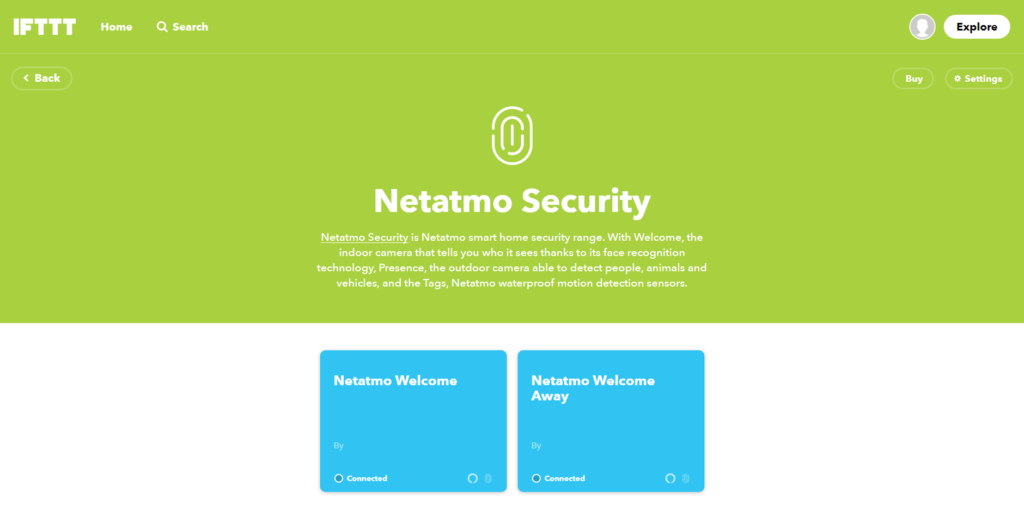 Netatmo Welcome sur IFTTT