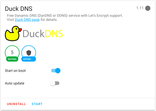 Start Duck DNS add-on