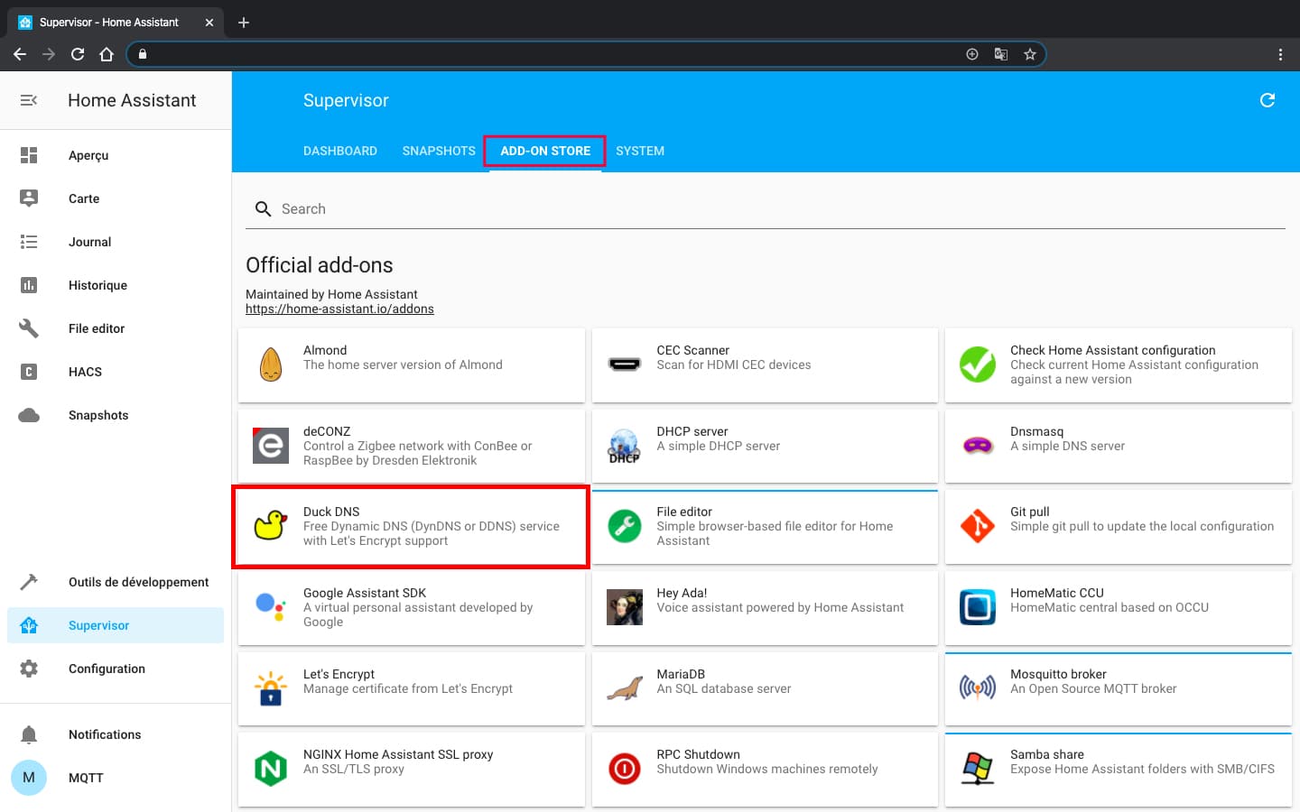 Duck DNS plugin Home Assistant