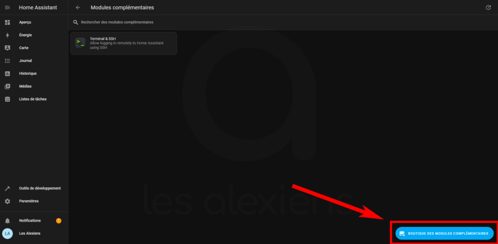 Rechercher DuckDNS dans les modules complémentaires