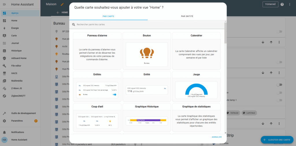 Ajouter des cartes sur le dashboard