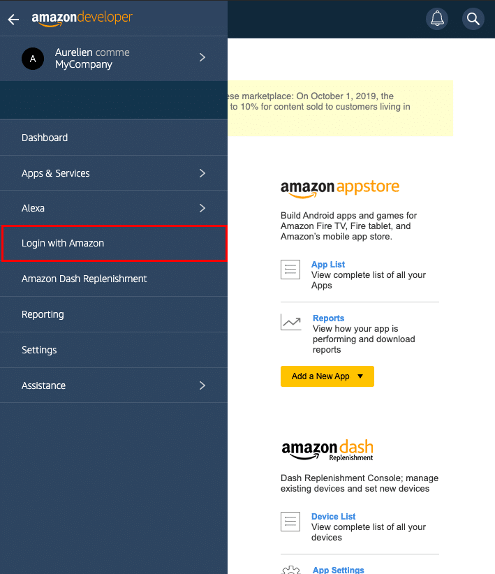 connexion avec amazon lien vers la page
