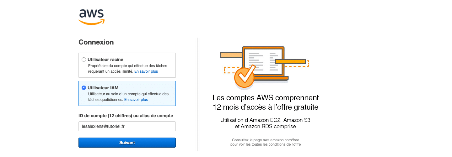 connexion console AWS