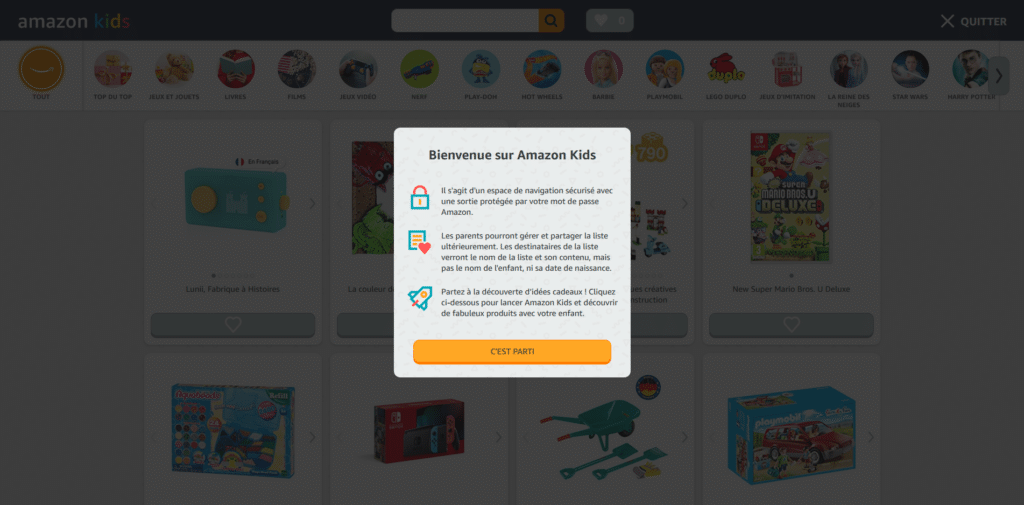 Lancement du site e-commerce d'Amazon pour les enfants