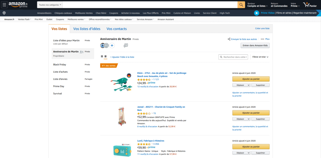 La liste d'envie Amazon