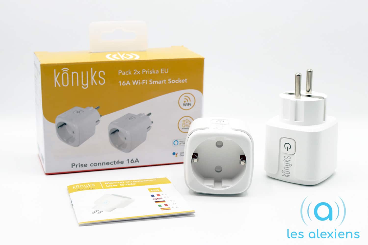 Prise connectée Wifi 16A Konyks (EU type F), lot de 2