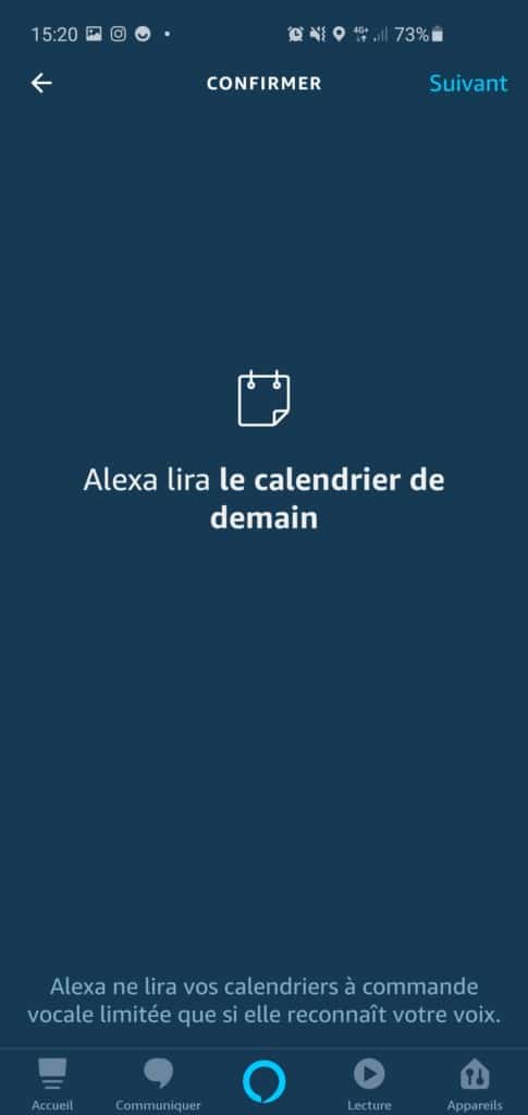 Alexa peut lire votre calendrier