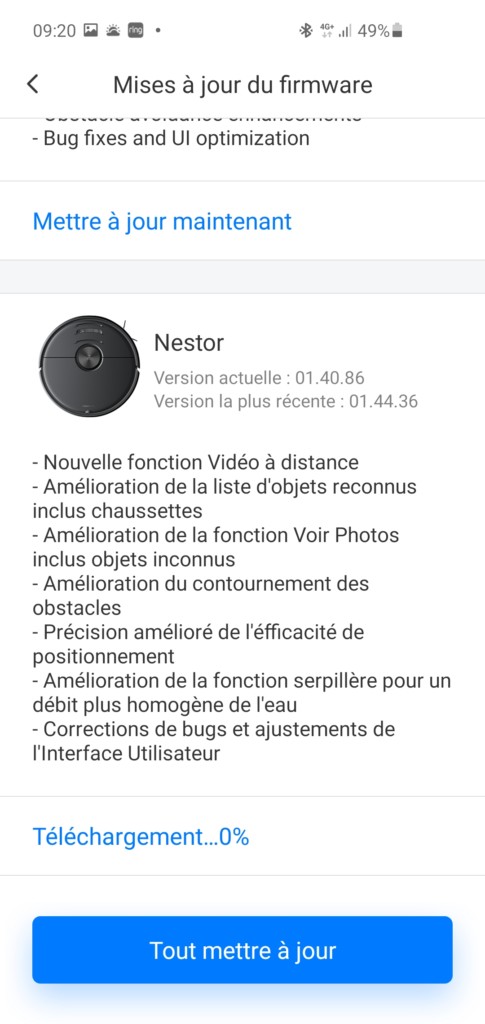 Mise à jour de la vidéo à distance sur Roborock S6 MaxV