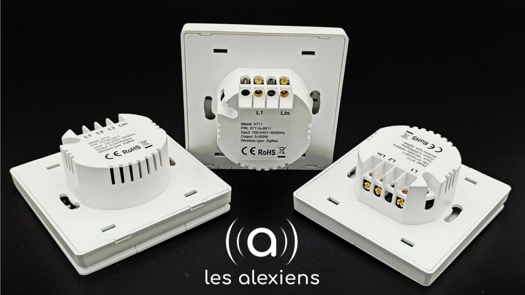 Trois interrupteurs connectés ZigBee sans neutre