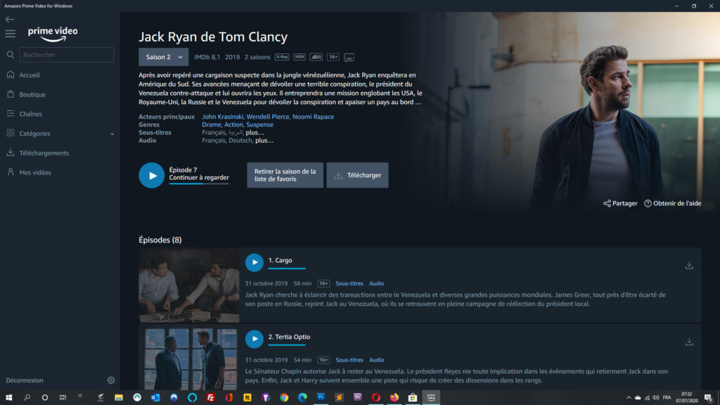 Fiche Jack Ryan sur Amazon Prime Video