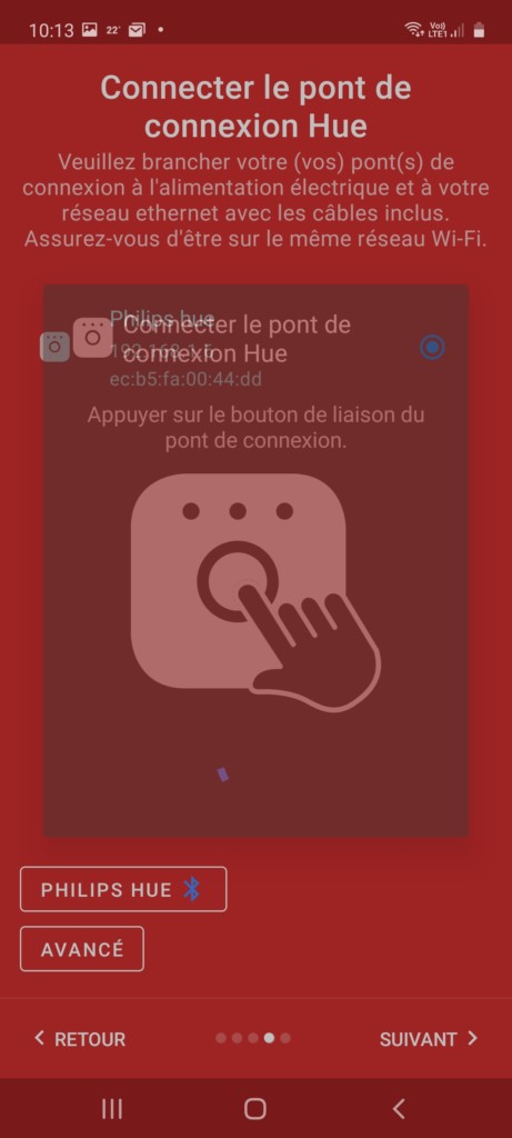 Appuyez sur le bouton d'association