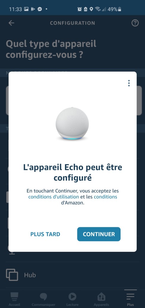 Invitation de l'application qui détecte Echo 4 toute seule !