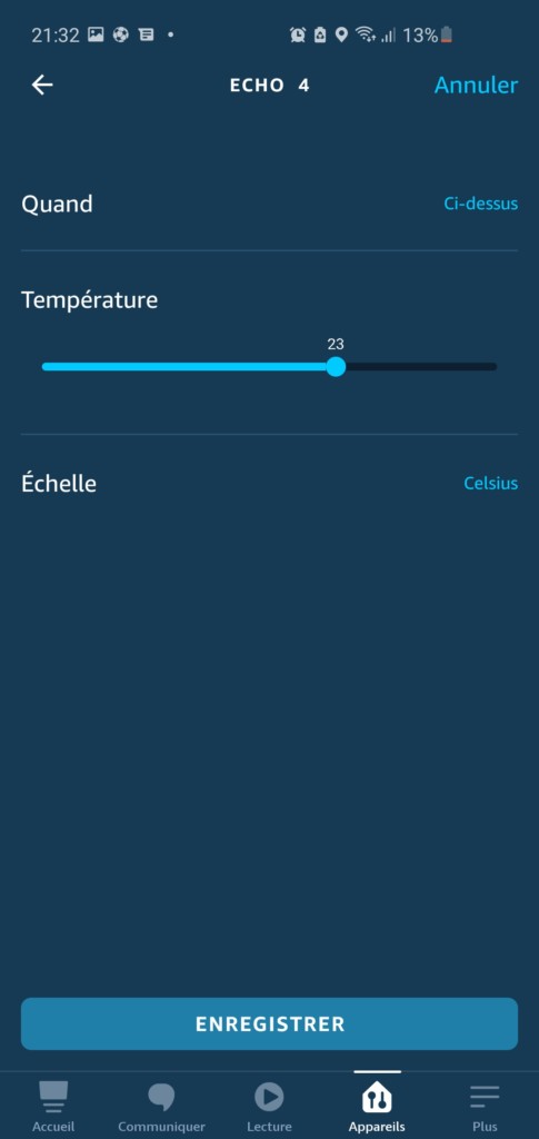 Réglage de la température Amazon Echo 4