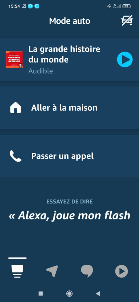 L'onglet communication du mode Auto dans Amazon Alexa