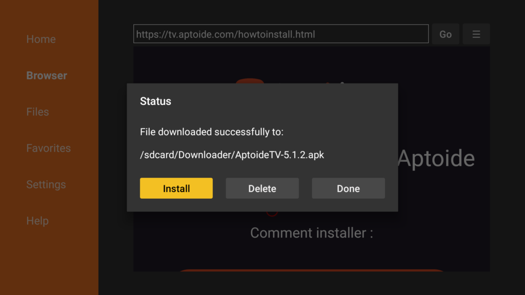 Installez l'apk Aptoide