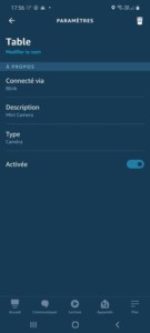 La caméra Blink mini dans application Alexa