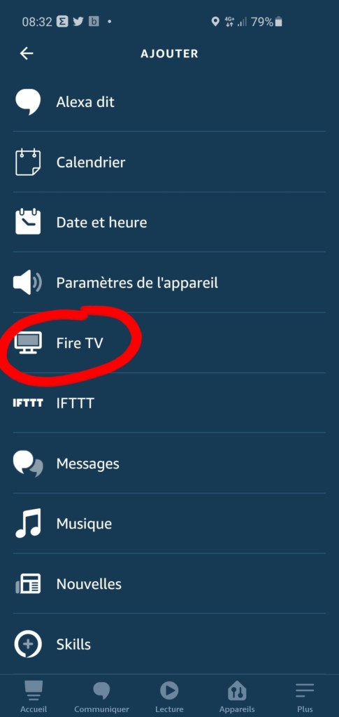 Sélectionner Fire TV dans les routines