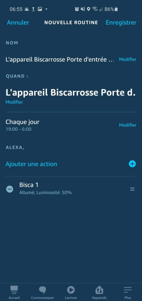 Exemple de routine Ring Alarm avec Amazon Alexa