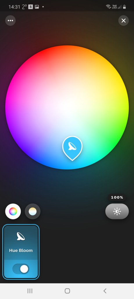 panel de 16 millions de couleurs dans l'application Philips Hue Bluetooth
