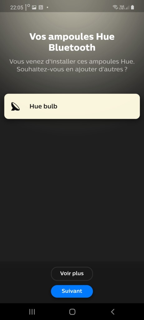 appellation Hue Bulb dans l'application Philips Hue Bluetooth
