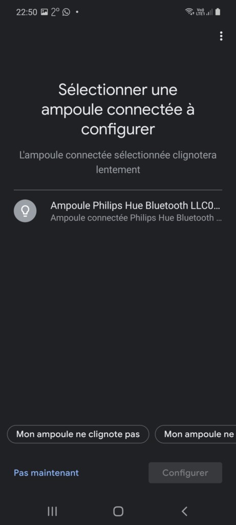 Configuration de la Philips Hue Bloom