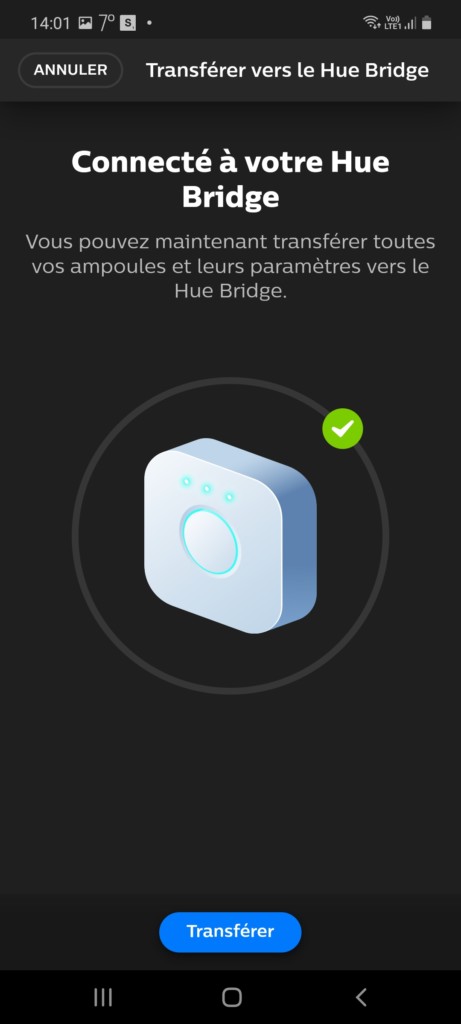 Prise en compte de la lampe Philpe Hue Bloom par le pont En ZigBee