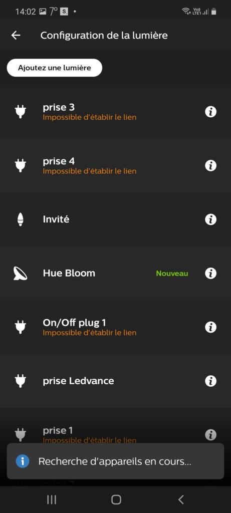 Intégration de la Philips Hue dans l'application ZigBee