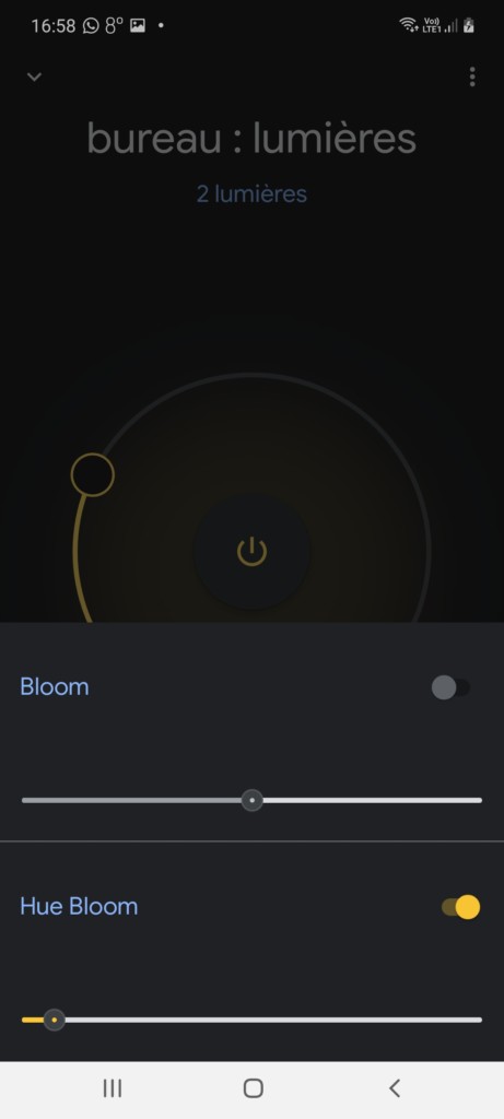 Application Google Home avec historique des appellations Bluetooth et ZigBee de la lampe Hue Bloom