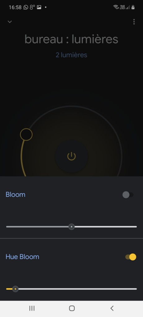 Application Google Home avec historique des appellations Bluetooth et ZigBee de la lampe Hue Bloom