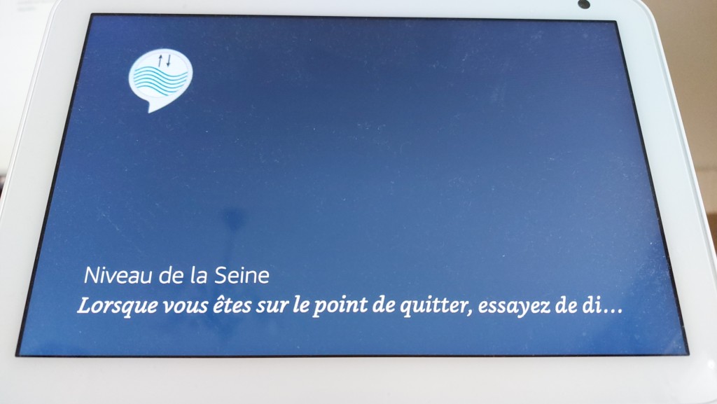 Ecran Echo Show avec affichage seulement de la skill Niveau de la Seine