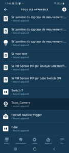 Application Alexa avec remontée de l'a caméra Tp-Link Tapo C200 dans la liste des appareils