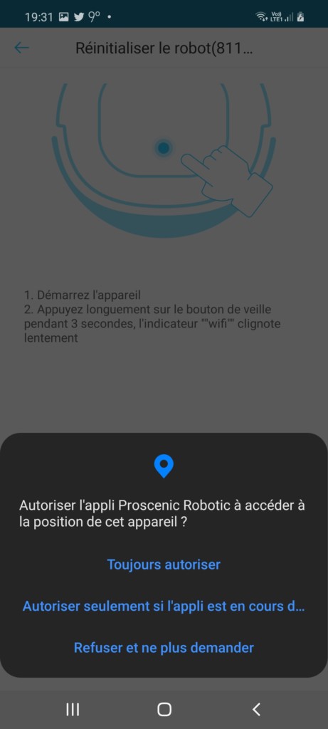 Application ProscenicHome pour l'aspirateur robot 850T