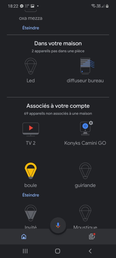 Caméra Konyks Camini GO dans l'application Google Home