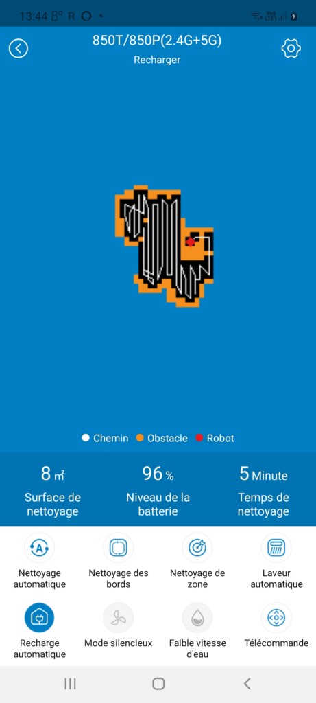 Application ProscenicHome avec les différents réglages possibles