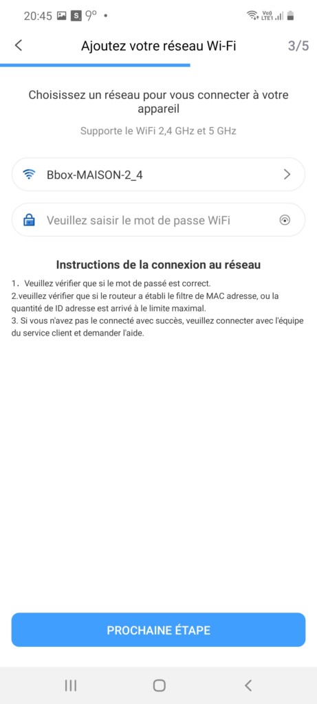 appairage au wifi maison pour le 850T
