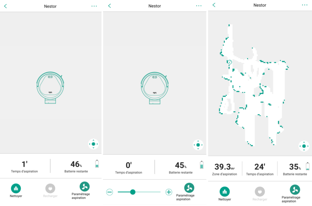 application Trifo avec carte du passage de l'aspirateur Emma Pet