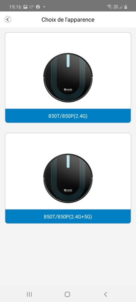 deux mode d'appairage pour l'aspi robot 850T soit en 2.4GHz soit en 5GHz