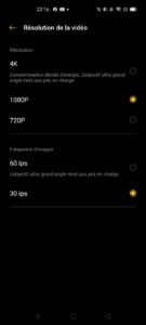 format vidéo 4k 1080p x 720p sur smartphone Realme X3