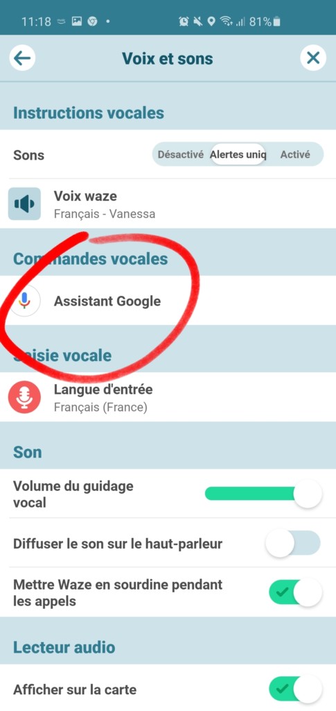 Google Assistant sur Waze en français