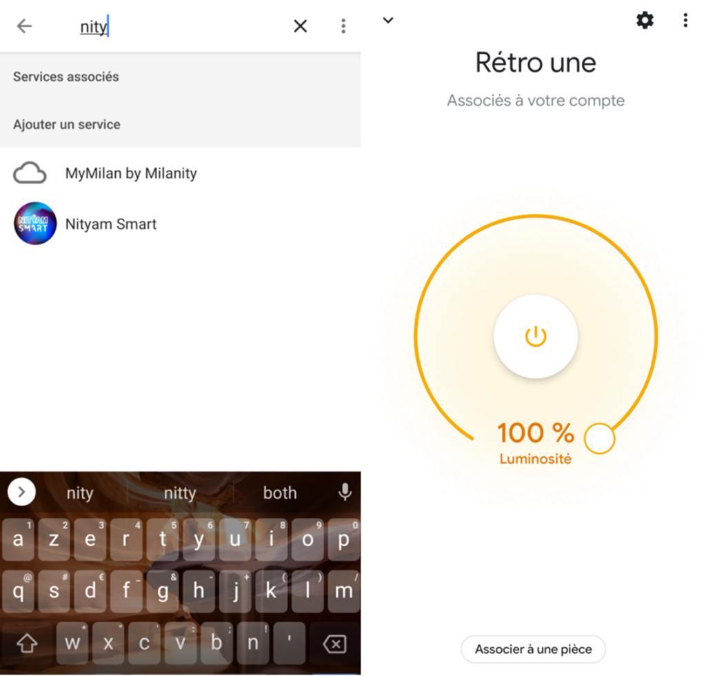 Application Google Home avec intégration de l'ampoule connectée rétro Nityam Smart