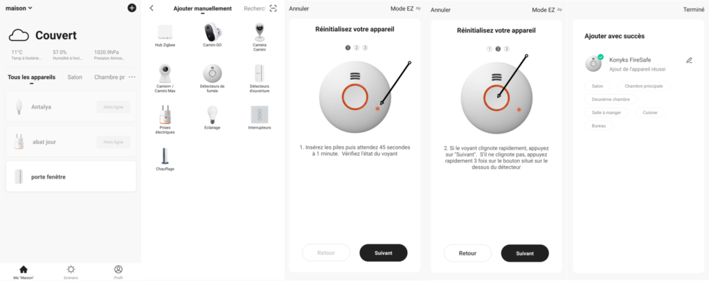 Application Konyks et appairage du boitier de détection de fumée FireSafe