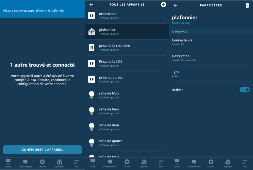 Intégration du plafonnier connecté Wi-FI AQOTER à l'application Alexa