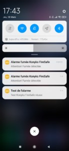 Notification de détection de fumé du DAAF de Konyks