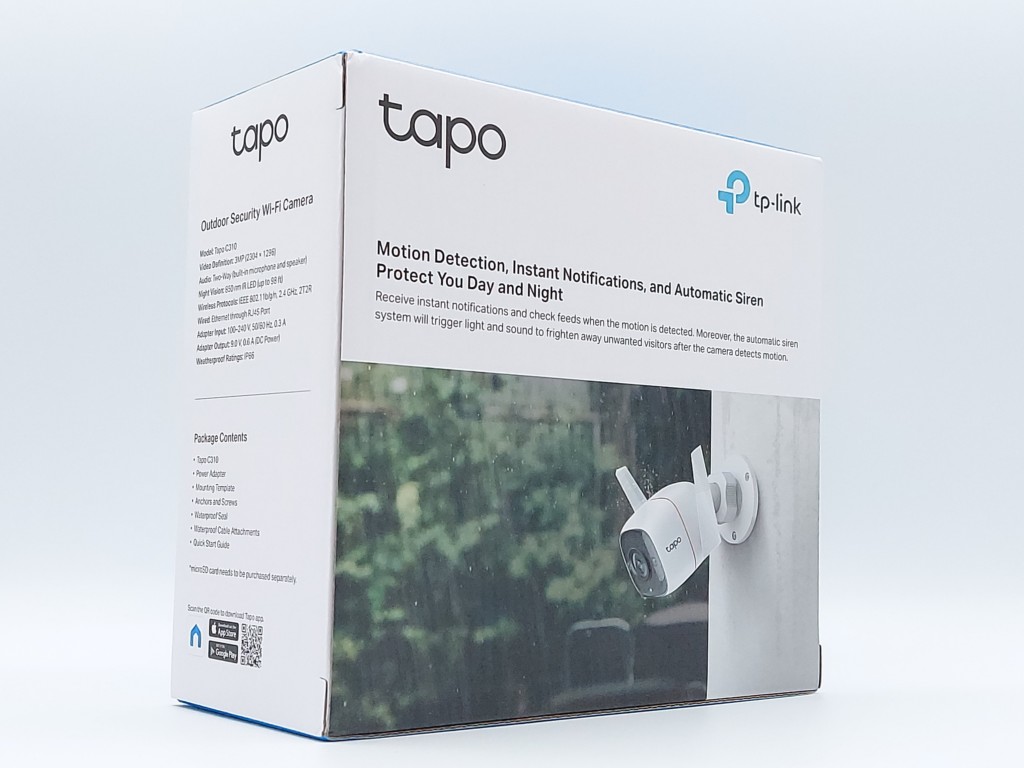 Packaging arrière de la caméra extérieur TP-Link Tapo C310