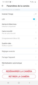 Page Paramètres application Tapo