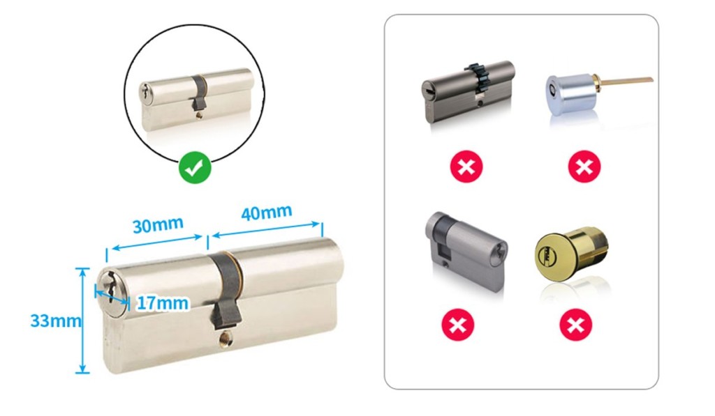 Shéma des barillets compatibles avec la srrure connectée We.lock