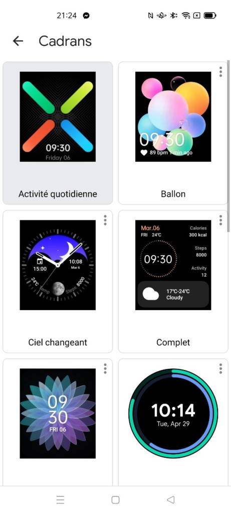 différents types d' affichage d'horloge pour la montre connectée Oppo Watch LTE